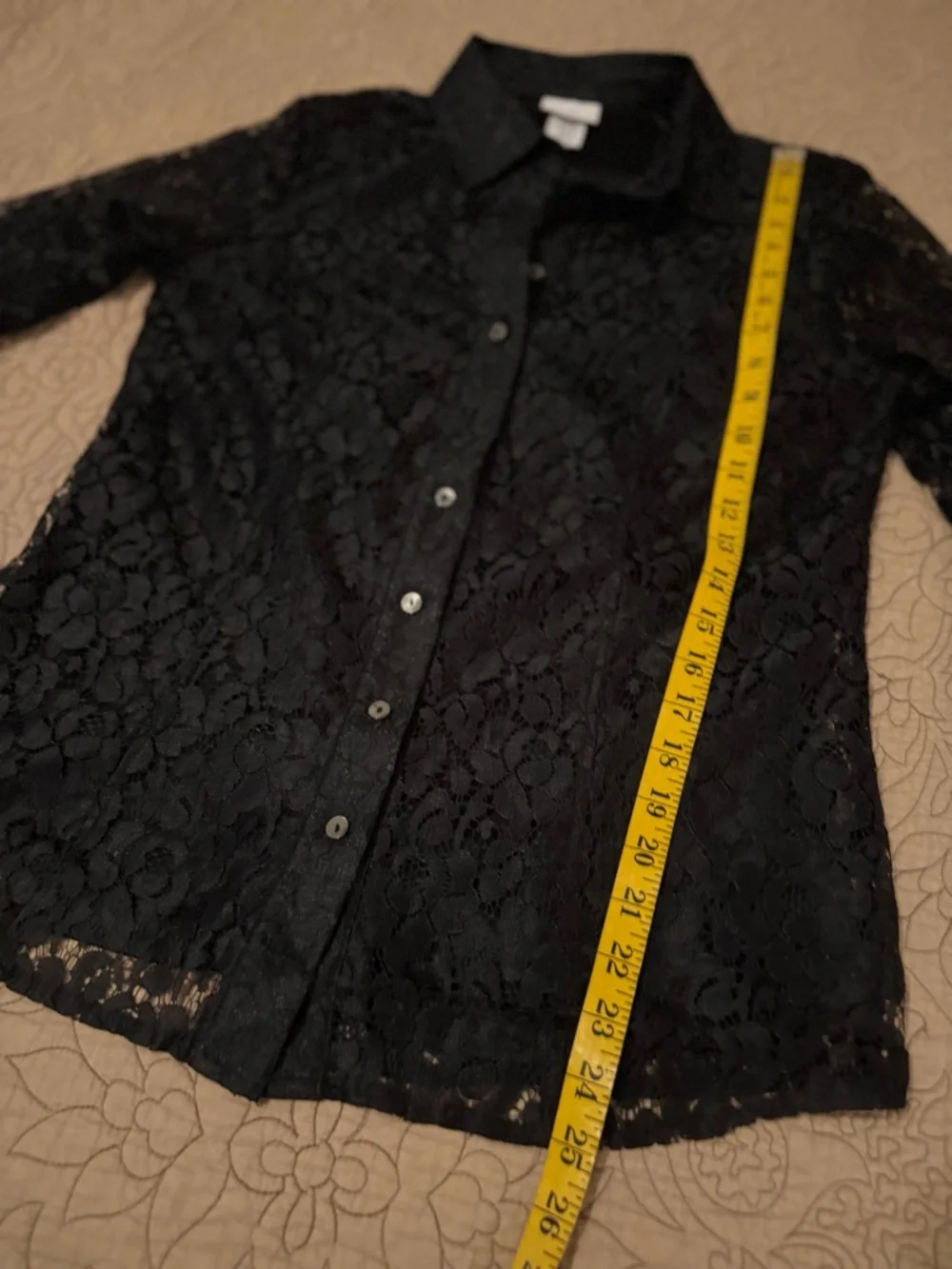 VTG 90s Y2K Jaclyn Smith Black Lace Button Front Blouse Western Cowgirl Chic, M - Picture 9 of 10